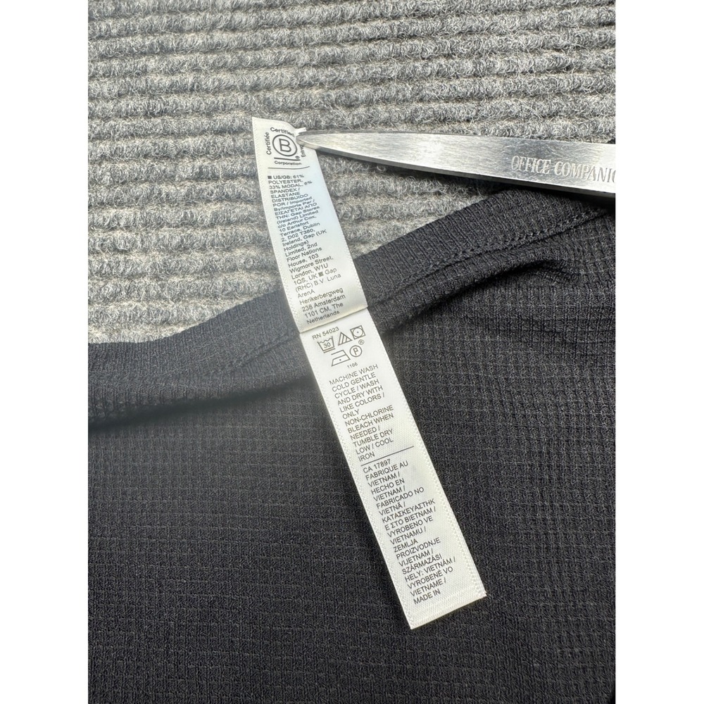 Athleta Wind Down Sleep Top Womens Medium Black Henley Long Sleeve Ribbed - Picture 5 of 8